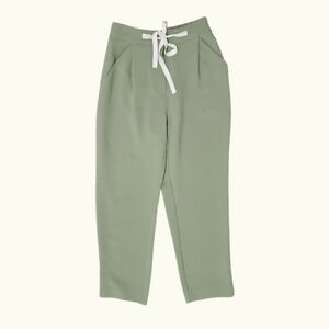 Aritzia WILFRED Allant Drapey Crepe , Silk Drawcord Trousers Pants Sage, Size 2